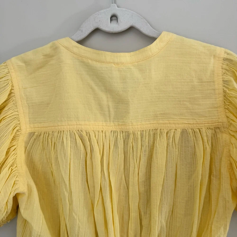 Free People Little Cloud Cropped Puff Sleeve Blouse Size XS 100% Cotton